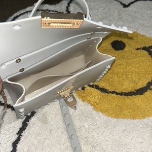 Studded Blue/Grey-ish Jelly Crossbody Tote